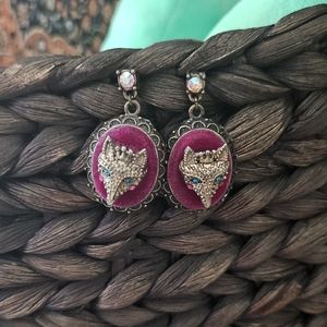 Betsy Johnson Woodland Forest Cameo Fox Earrings.